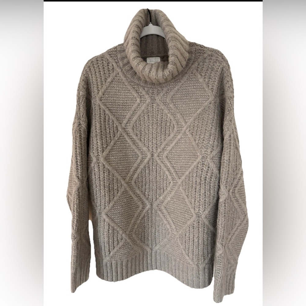 Caslon taupe cableKnit turtleneck Sweater XL